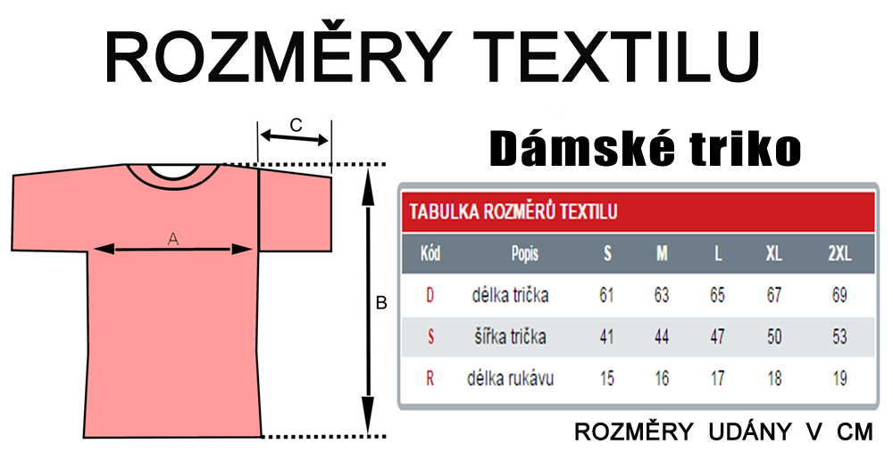 rozmery textilu damske triko kopie